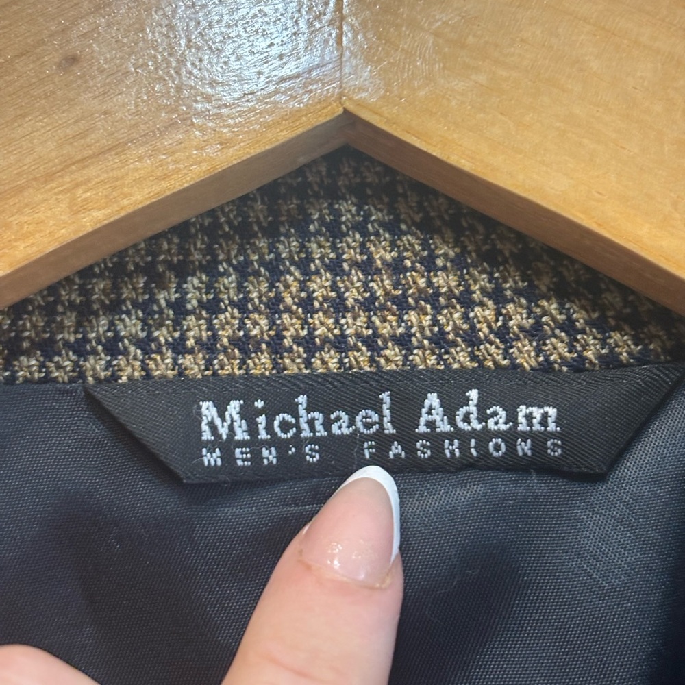 MICHAEL ADAM Vintage Shetland Wool Silk Blend Checked Houndstooth Blazer - Picture 5 of 12
